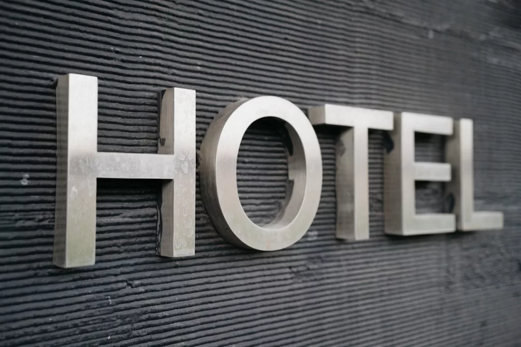 a hotel sign on the side of a building