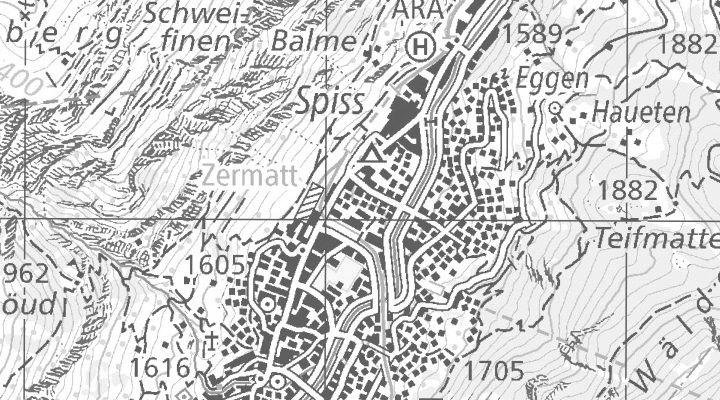 Kartenausschnitt: Untere Mattenstrasse 12-14, 3920 Zermatt