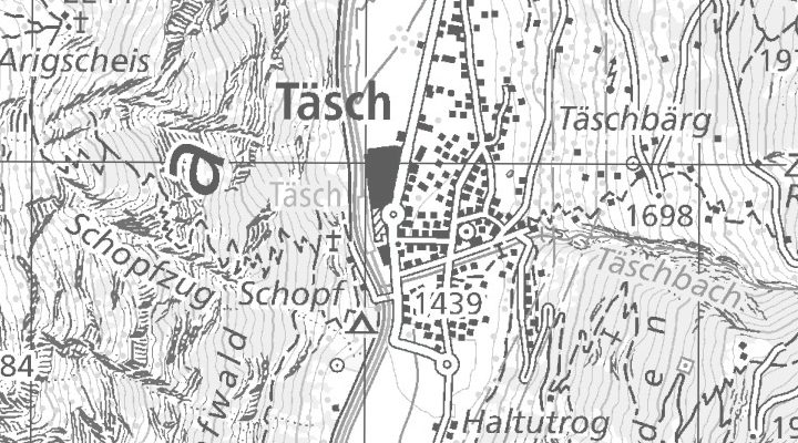 Kartenausschnitt: Kantonsstrasse 165, 3929 Täsch