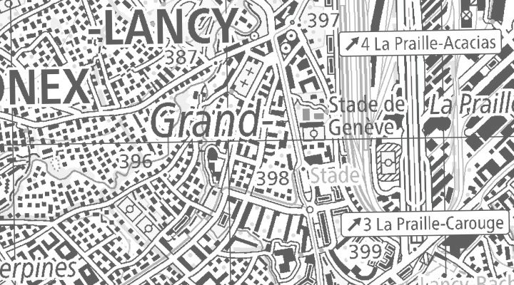 Kartenausschnitt: Esplanade de Pont-Rouge 3, 1212 Grand-Lancy