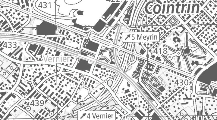 Kartenausschnitt: Chemin de Blandonnet 4, 1214 Vernier