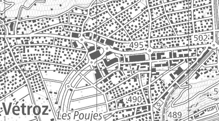 Kartenausschnitt: Route de Bassin 8, 1964 Conthey