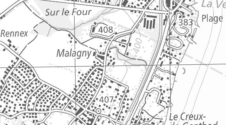 Kartenausschnitt: rte de Malagny 36, 1294 Genthod