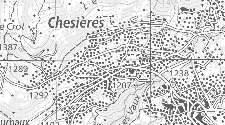 Kartenausschnitt: 1885 Chesières (VD)