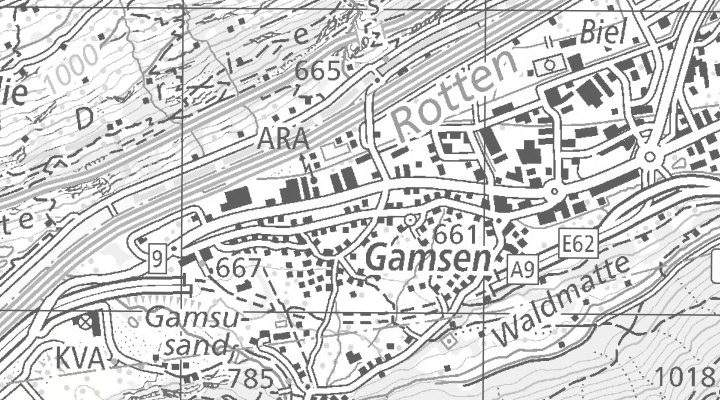Kartenausschnitt: 3900 Gamsen