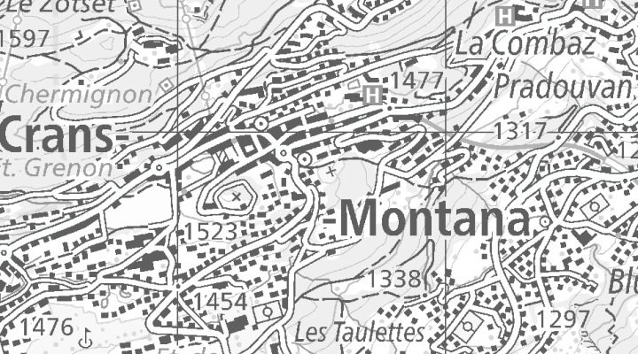 Kartenausschnitt: Route des Télépheriques 60, 3963 Crans Montana
