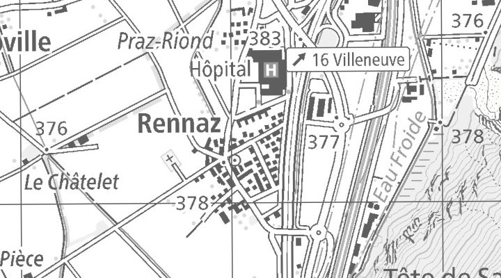 Kartenausschnitt: 1847 Rennaz