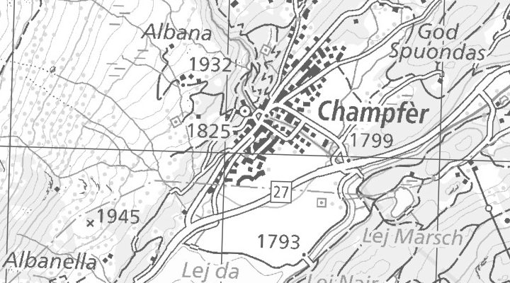 Kartenausschnitt: Via Suot Chesas 9, 7512 Champfèr