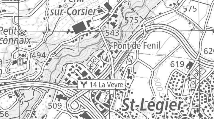 Kartenausschnitt: Chemin de la Veyre-d’En-Haut D10, 1806 Blonay - Saint-Légier