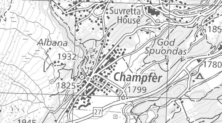 Kartenausschnitt: Via Suot Chesas 9, 7512 Champfèr