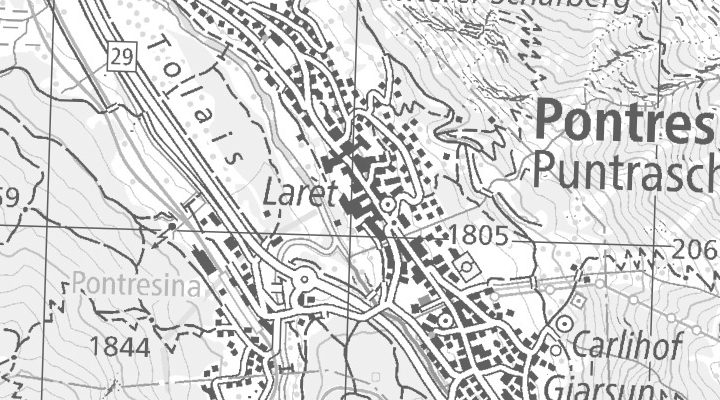 Kartenausschnitt: Via Maistra, 7504 Pontresina