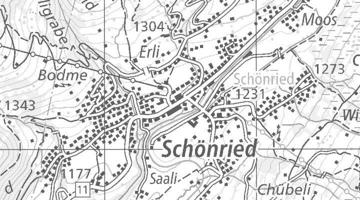 Kartenausschnitt: 3778 Gstaad-Schönried