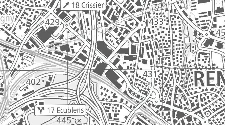 Kartenausschnitt: Rue de la Vernie 2, 1023 Crissier