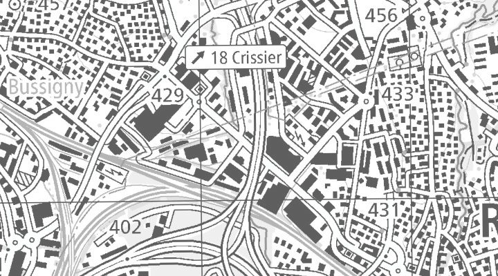 Kartenausschnitt: Rue de Morges 23, 1023 Crissier