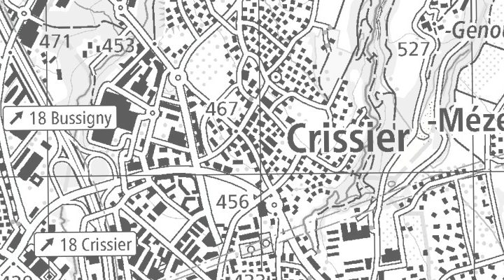 Kartenausschnitt: 1023 Crissier - Chemin de Saugy 1