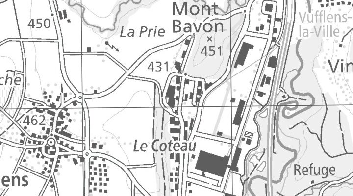 Kartenausschnitt: Chemin du Coteau 27, 1123 Aclens