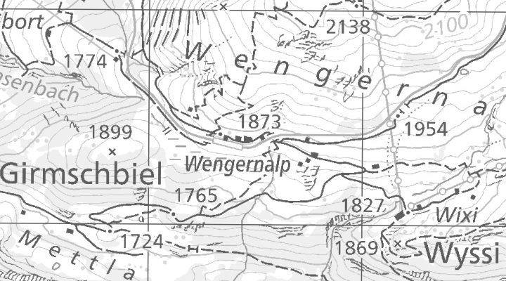 Kartenausschnitt: Wengernalp, 3823 Wengen