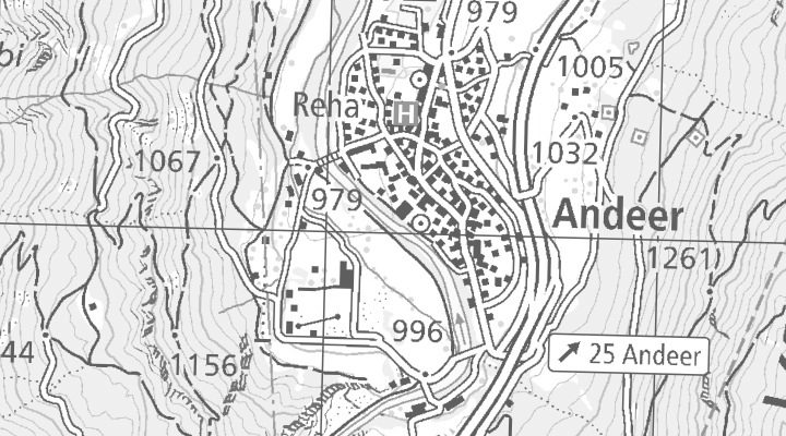 Kartenausschnitt: Veia Granda 8, 7440 Andeer