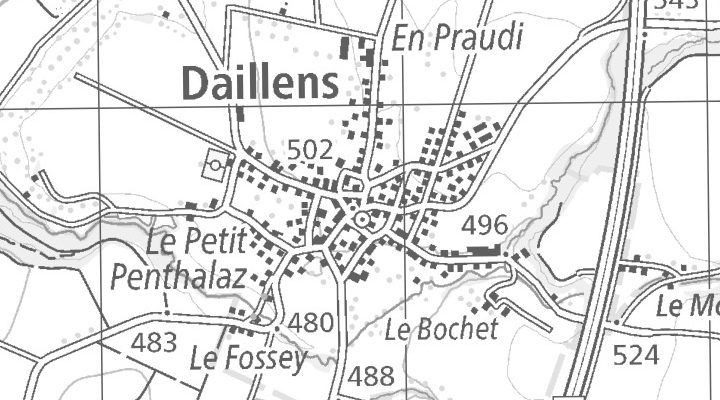 Kartenausschnitt: 1306 Daillens
