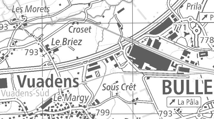 Kartenausschnitt: Rue de Planchy 20, 1628 Vuadens