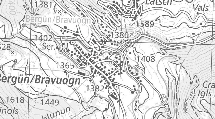 Kartenausschnitt: Veja Grusaida 9 Postfach, 7482 Bergün