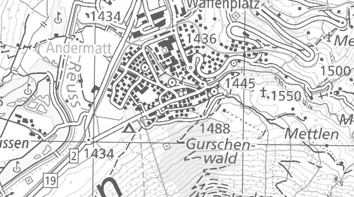 Kartenausschnitt: Gotthardstrasse 76, 6490 Andermatt