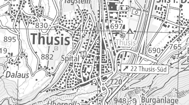 Kartenausschnitt: Spitalstrasse 4, 7430 Thusis