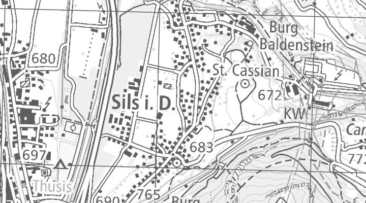 Kartenausschnitt: 7411 Sils i. D.