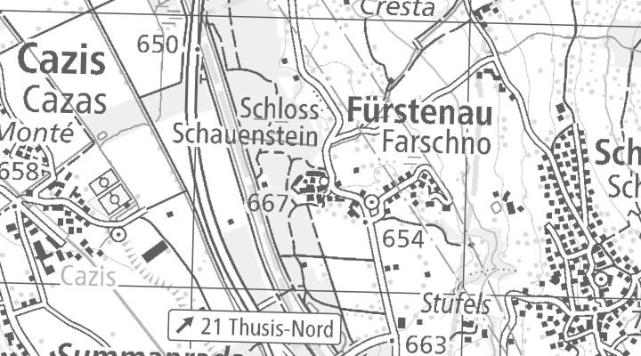 Kartenausschnitt: Obergass 15, 7414 Fürstenau
