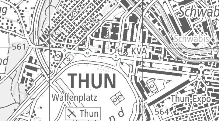 Kartenausschnitt: Thun (3600 Thun)