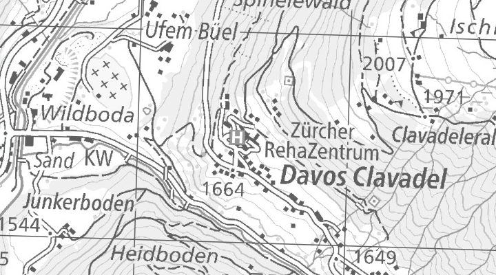 Kartenausschnitt: Klinikstrasse 6, 7272 Davos Clavdel