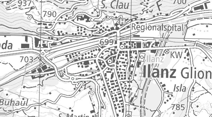 Kartenausschnitt: Grüneck 5, 7130 Ilanz