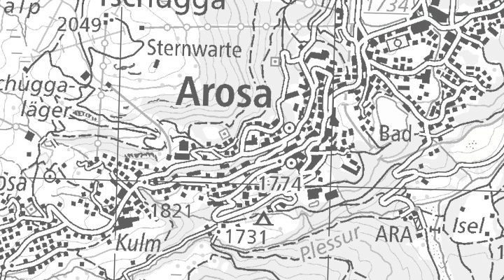 Kartenausschnitt: Untere Waldpromenade 2-6, 7050 Arosa