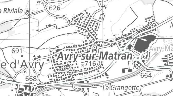 Kartenausschnitt: 1754 Avry-sur-Matran