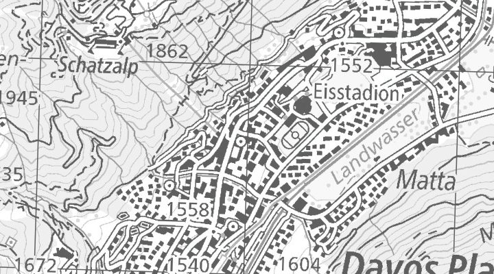 Kartenausschnitt: Tobelmühlestrasse 2, 7270 Davos