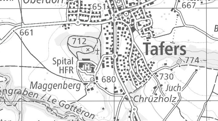 Kartenausschnitt: 1712 Tafers - Thunstrasse 3