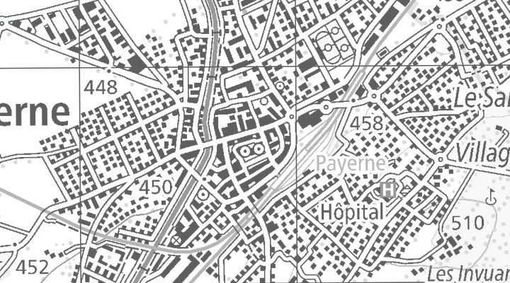 Kartenausschnitt: 1530 Payerne und Meiringen