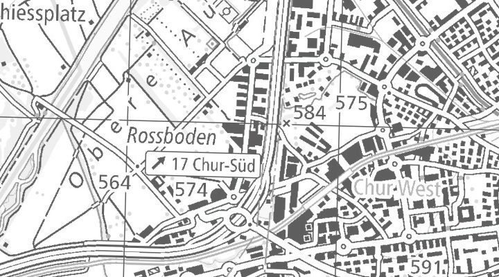 Kartenausschnitt: Rossbodenstrasse 14 - 16, 7000 Chur