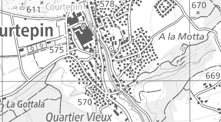 Kartenausschnitt: Rte de l’Industrie 25, 1784 Courtepin