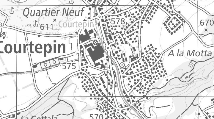 Kartenausschnitt: Route de Fribourg 42, 1784 Courtepin
