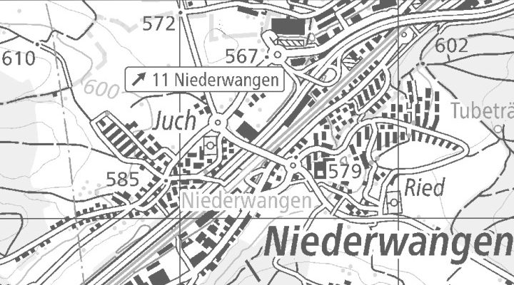 Kartenausschnitt: Freiburgstrasse 574, 3000 Niederwangen