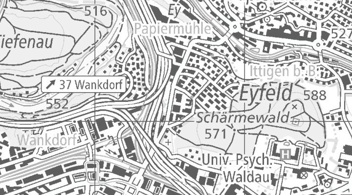 Kartenausschnitt: Papiermühlestrasse 130, 3063 Ittigen