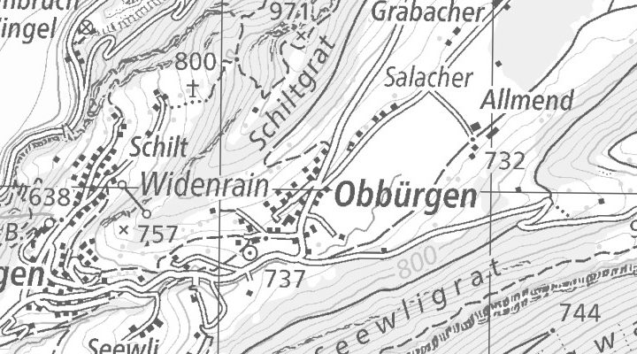 Kartenausschnitt: Obbürgen, 6363 Obbürgen