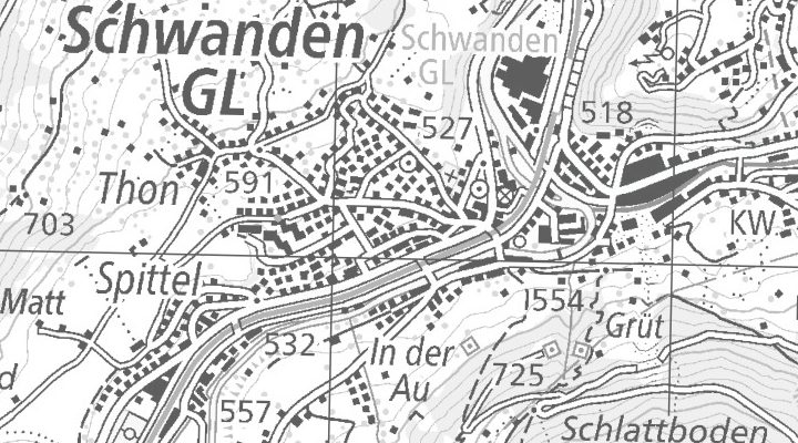 Kartenausschnitt: 8762 Schwanden