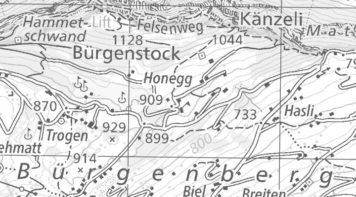 Kartenausschnitt: Honegg, 6373 Ennetbürgen