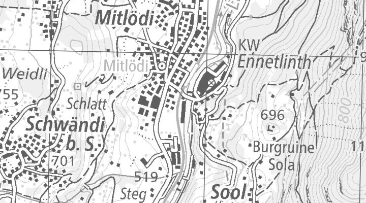 Kartenausschnitt: Im Sändli 2, 8756 Mitlödi
