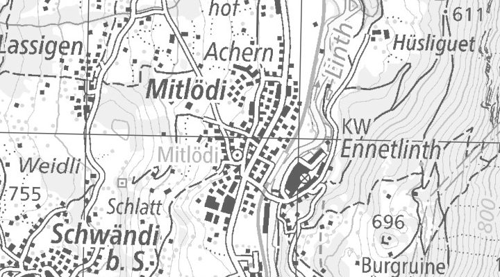 Kartenausschnitt: Im Sändli 2, 8756 Mitlödi