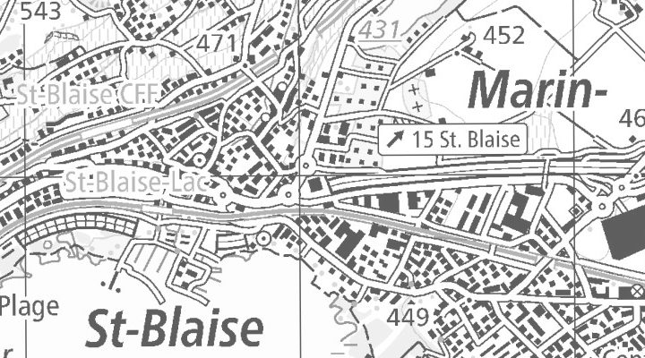 Kartenausschnitt: Avenue des Pâquiers, 2072 St-Blaise