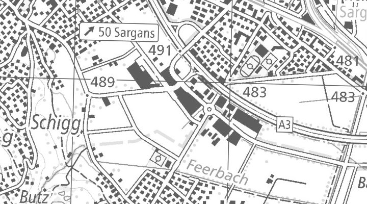 Kartenausschnitt: Grossfeldstrasse 63, 8887 Mels Pizolcenter - Grossfeldstrasse 63