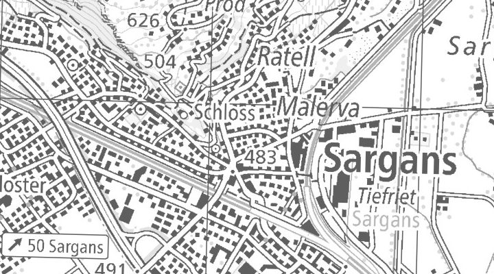 Kartenausschnitt: 7320 Sargans